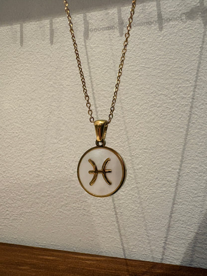 Zodiac Sign 18K Gold Plated Necklace Pisces Vissen Chain