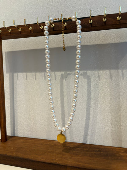 Zodiac Sign 18K Gold Plated Necklace Aquarius Waterman Beads Pearls