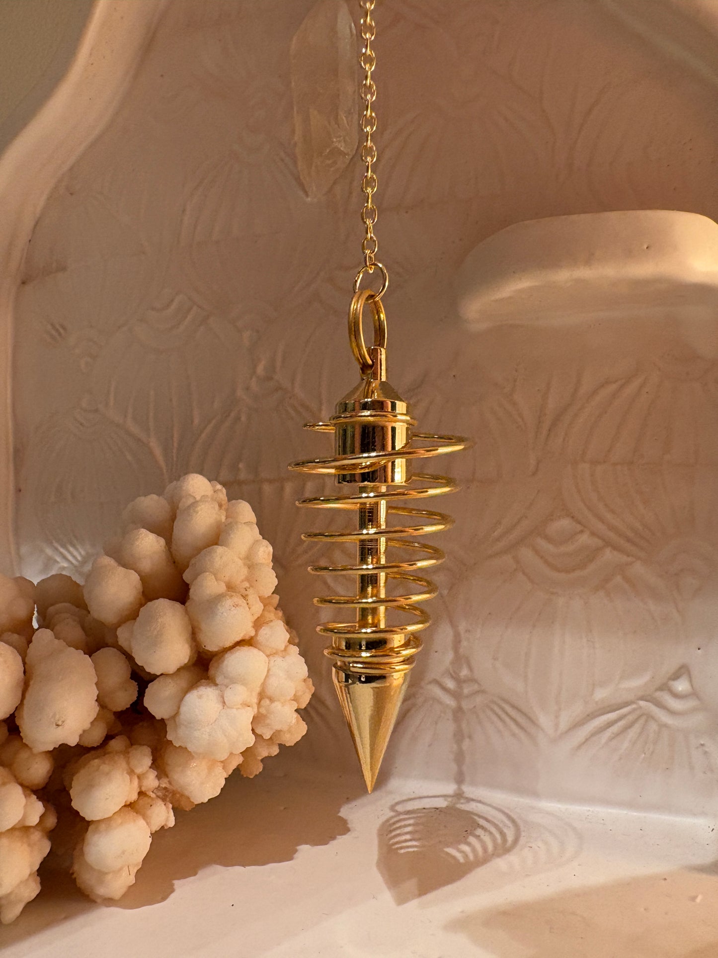 Spiral Brass Pendulum Gold Tone