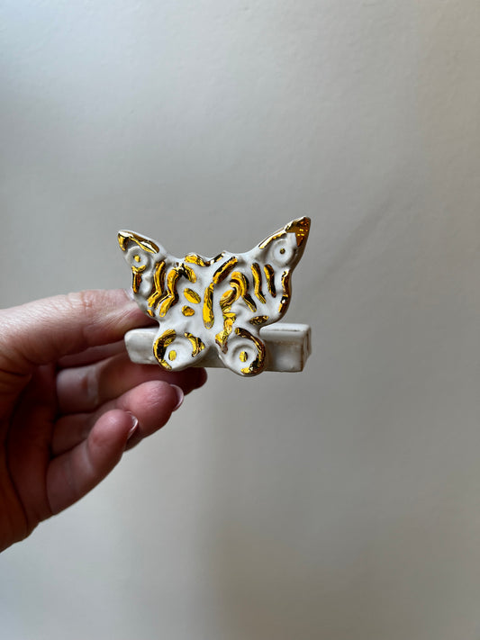 Handmade ceramic cardholder - 24K Butterfly - Studio Avalon Boheme