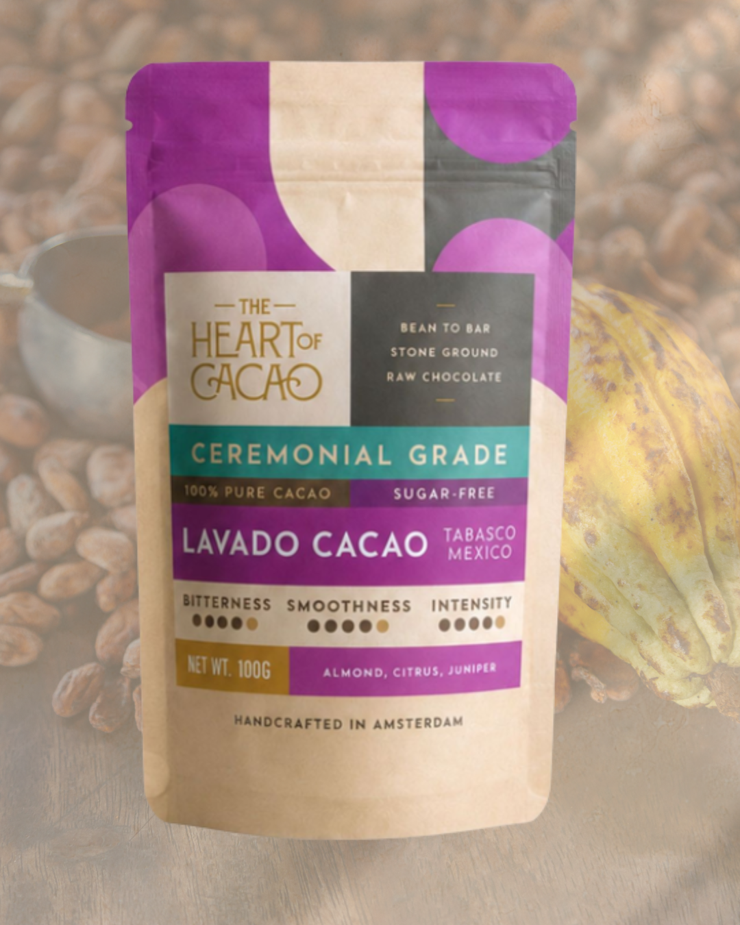 The Heart of Cacao- Lavado - 100% Ceremonial Raw Cacao Granules -100GR/350GR/1KG
