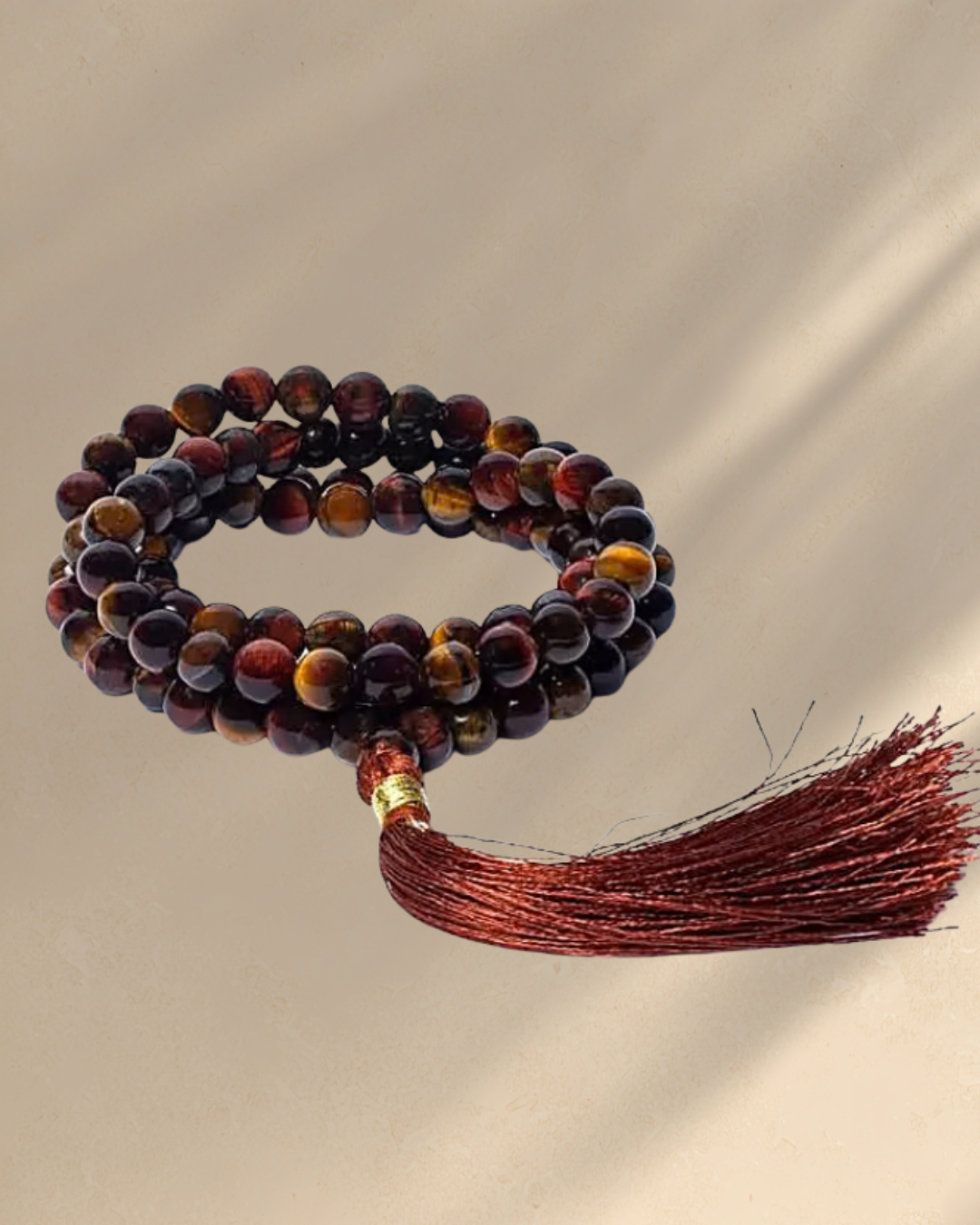 Mala Necklace · Yellow & Red Tiger Eye (Cat’s Eye) AA-quality