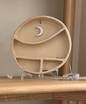 ROUND BEIGE CERAMIC ALTAR WITH WHITE MOON – HANDMADE SPIRITUAL SHRINE