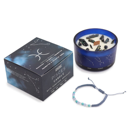 Zodiac Candle with Stone Bracelet - Pisces
