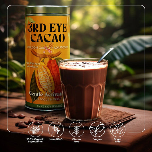 Third Eye Ceremonial Cacao - Gentle Activation Elixir: 8.4oz Tin (30 Servings)