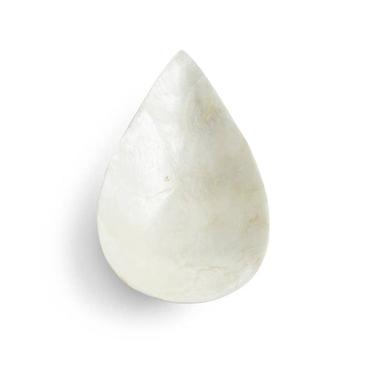 SMALL WHITE CAPIZ SHELL DISH IN A TEARDROP SHAPE