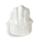 DECORATIVE WHITE CAPIZ SHELL DISH IN THE SHAPE OF A HAND: HAMSA